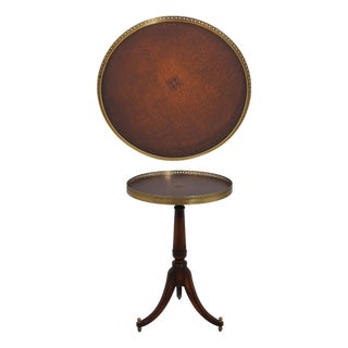 Theodore Alexander Leather Top Round End Table For Sale