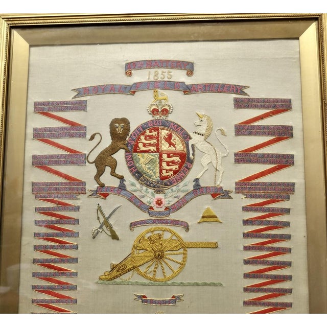 69th Battery Royal Field Artillery Framed Commemorative Embroidery A stunning piece, in fine detail applied and...