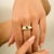 Artistic Style Chunky Emerald & Diamond 18k Gold Statement Ring Size 6 For Sale - Image 4 of 12