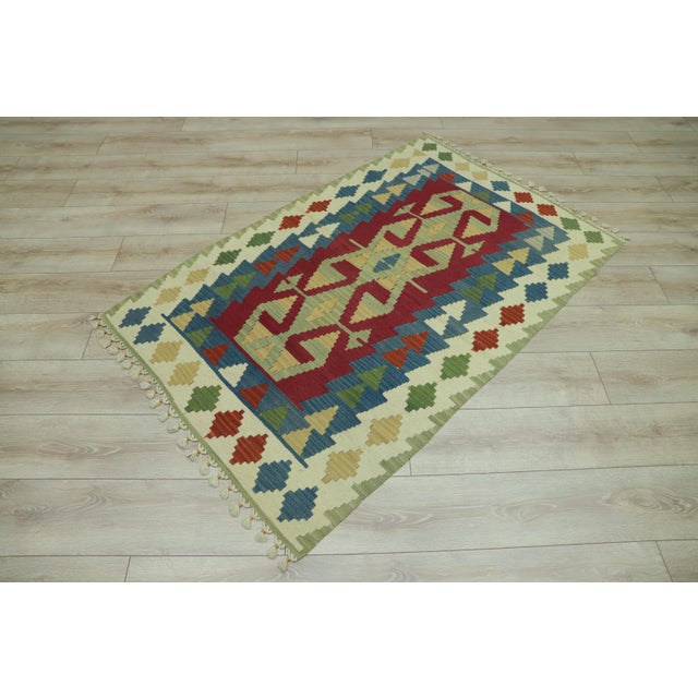 Size: 3.4 x 5.4 ft ( 105 x 166 cm) 41 x 65 inches Color: Organic Natural Dye ( Red,Beige,Green,Blue ) Material: 100% Hand...