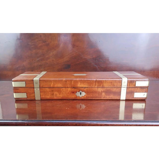 Antique Brass Mounted Campaign Box, 1850 For Sale - Image 4 of 9
