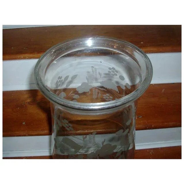 Large Antique 19th Century Blown & Etched Glass Baluster Shape Hurricane Shade for a Candlestick For Sale In New York - Image 6 of 11