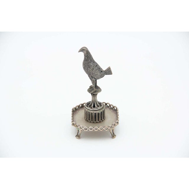 Silver Toothpick Holder with Bird For Sale - Image 4 of 4