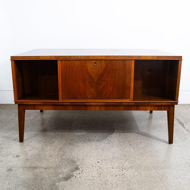 Wood 1960s Mid Century Danish Modern Desk Executive Walnut 7 Drawer Locking Cabinet Wood Nm For Sale - Image 7 of 12