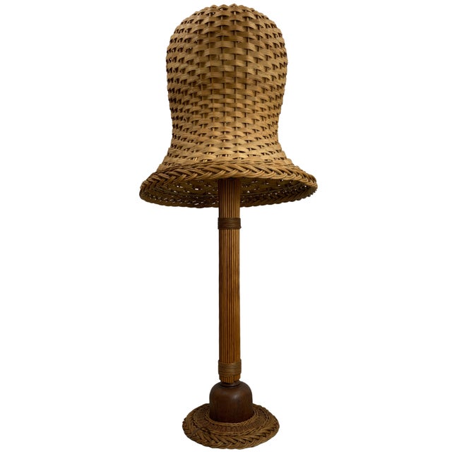 Mid-Century Scandinavian Rattan Wicker Mushroom Floor Lamp, 1960s For Sale - Image 11 of 18