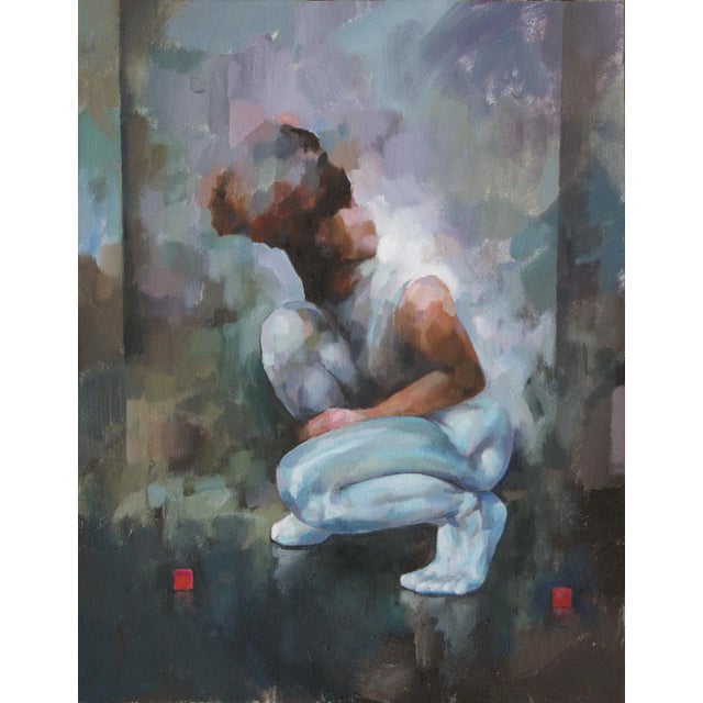 Glenn Ibbitson "Figure With Red Cubes" Contemporary Figurative Oil Painting 2020 For Sale