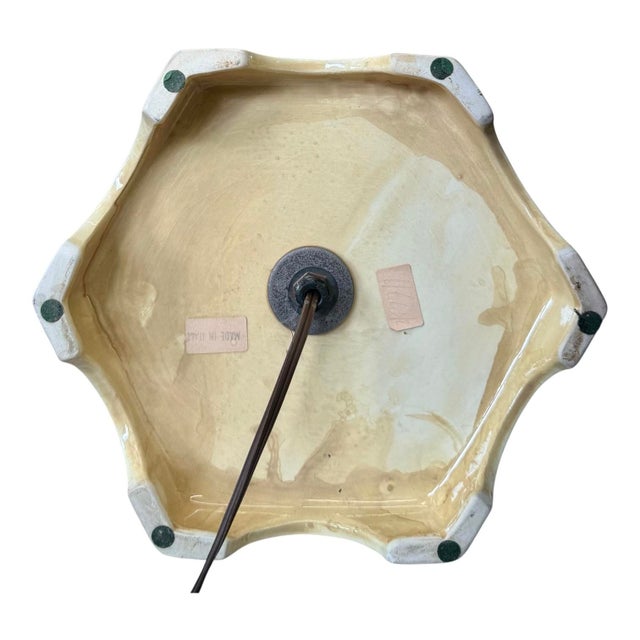 Ceramic 1970s Italian Chinoiserie Reticulated Table Lamp With Original Shade For Sale - Image 7 of 7