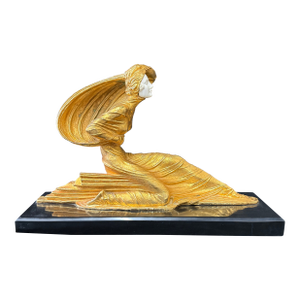 1920s Dramatic Art Deco Bronze Female Civa Statue After Chiparus