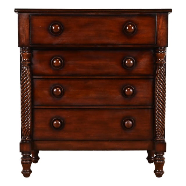 Ralph Lauren American Empire Carved Mahogany Highboy Dresser For Sale