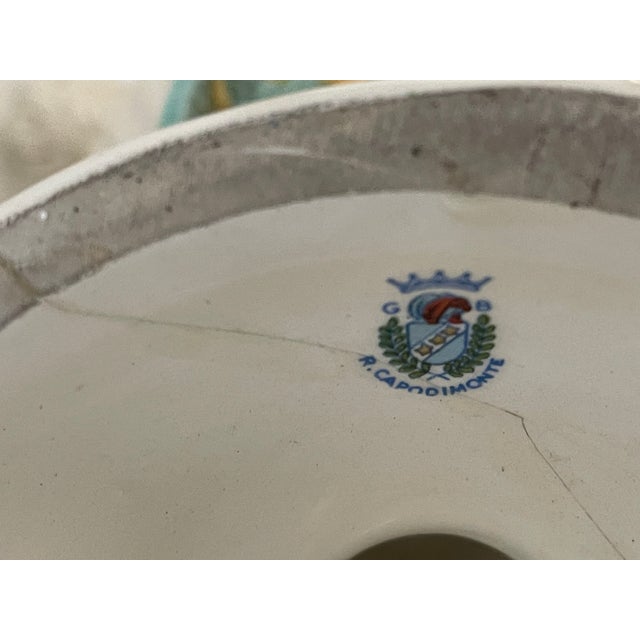 Spectacular antique Italian Capodimonte signed Handpainted vase with handles in the shape of putti , gold lion heads. Has...