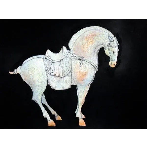 This work on heavy watercolor paper is an homage to the horse and the artisans of the Tang dynasty. Inspired by the...