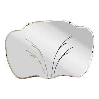 Mid 20th Century Deco Scalloped Beveled Mirror For Sale