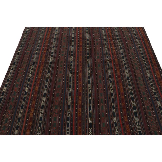 Tribal 1950s Vintage Shahsavan Tribal Persian Kilim Rug With Stripes For Sale - Image 3 of 7