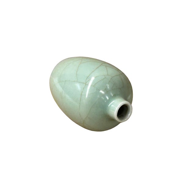 4" Chinese Clay Ceramic Ware Wu Light Celadon Small Vase For Sale In San Francisco - Image 6 of 7