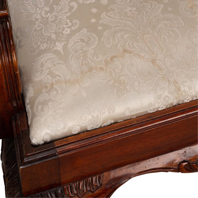 Pair Antique Chippendale Revival Carved Mahogany Ball & Claw Arm Chairs For Sale - Image 16 of 18