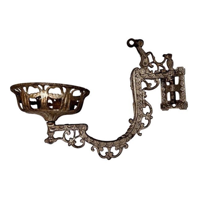 Antique Cast Iron Wall Candle Sconce With Bracket For Sale