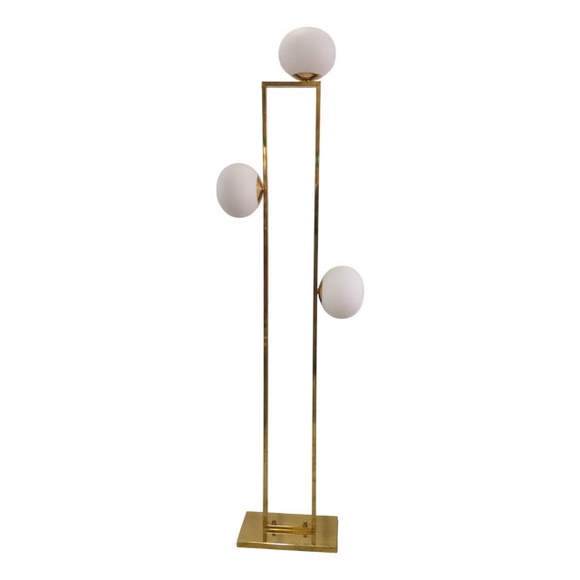 Vintage Brass and Glass Floor Lamp, 2000 For Sale