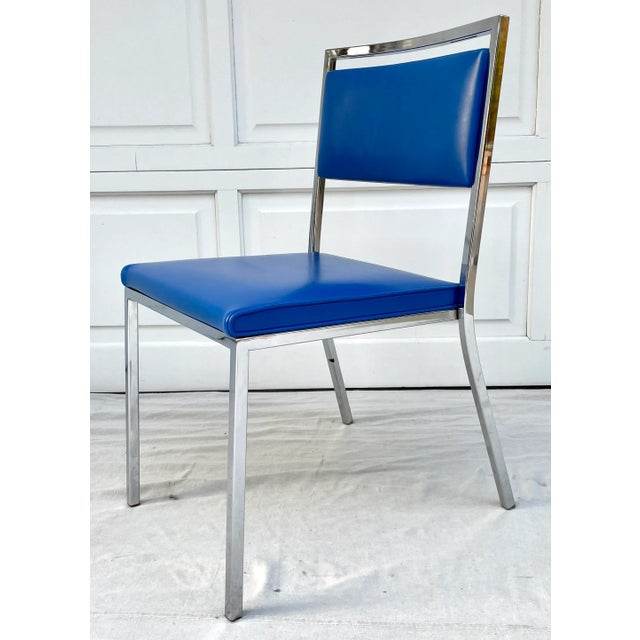 Vintage Bright Blue and Steel Modern Side Chair For Sale - Image 13 of 13