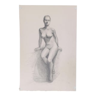 Late 20th Century Tim Holland Nude Female Portrait Drawing For Sale