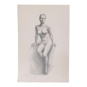 Late 20th Century Tim Holland Nude Female Portrait Drawing