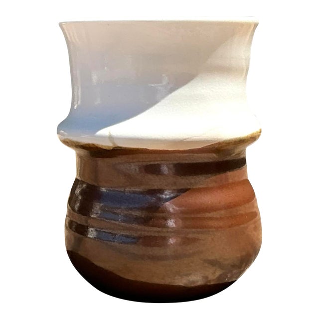 Vintage Two Tone Original Studio Pottery Vase For Sale