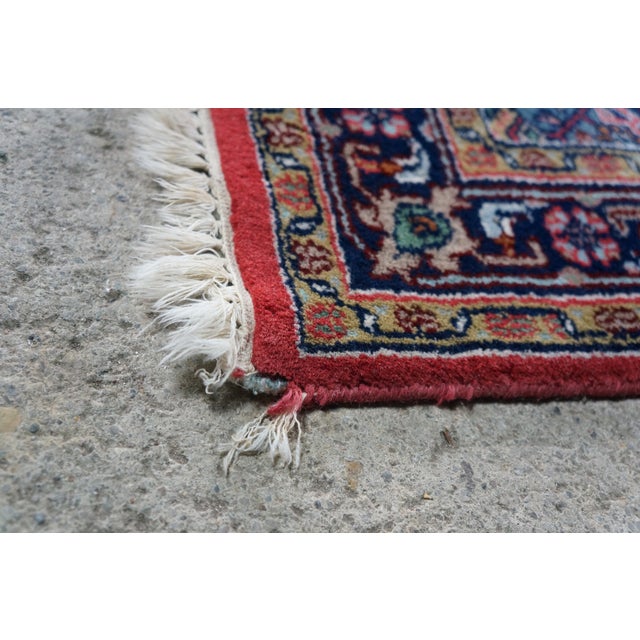 Red Vintage Hand-Knotted Wool Oriental Medallion Rug Crimson Red Indigo Blue 3 X 5' For Sale - Image 8 of 12