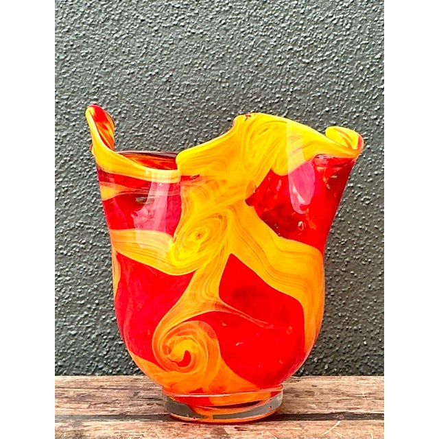 Vintage Italian Art Glass Vase After Murano For Sale - Image 4 of 12