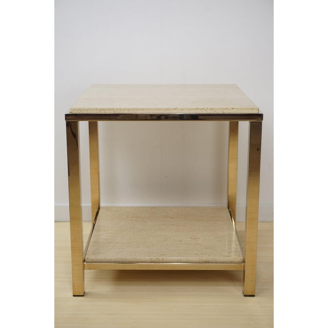 Side Tables in Travertine and 24 Carat Gold from Belgo Chrom / Dewulf Selection, 1970s, Set of 2 For Sale - Image 10 of 15