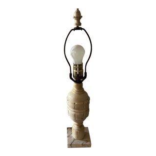 Antique Italian Carved Alabaster Urn Table Lamp For Sale
