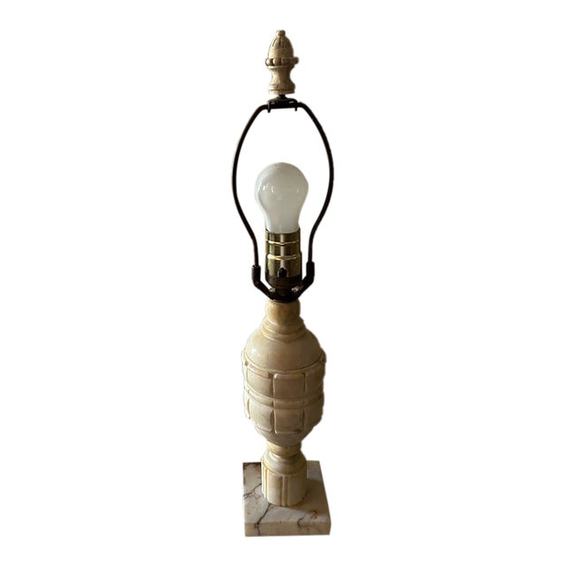 Antique Italian Carved Alabaster Urn Table Lamp For Sale