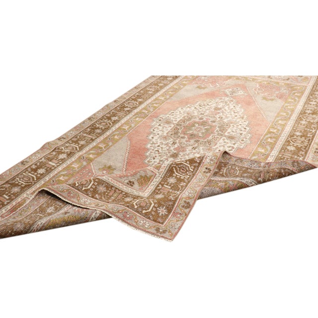 1940s Pasargad Home Vintage Sivas Salmon Wool Area Rug, 4' 7'' X 8' 6'' For Sale - Image 5 of 6
