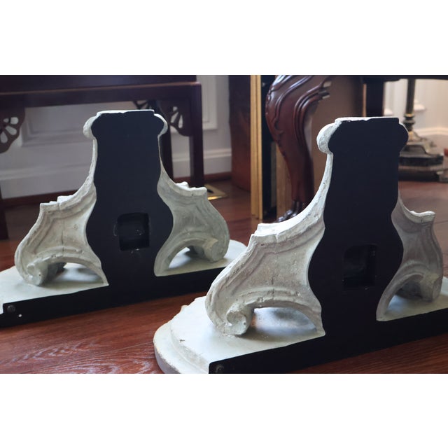 Large Vintage Italian-Style Gilded Celadon Rococo Wall Brackets—A Pair For Sale - Image 10 of 18