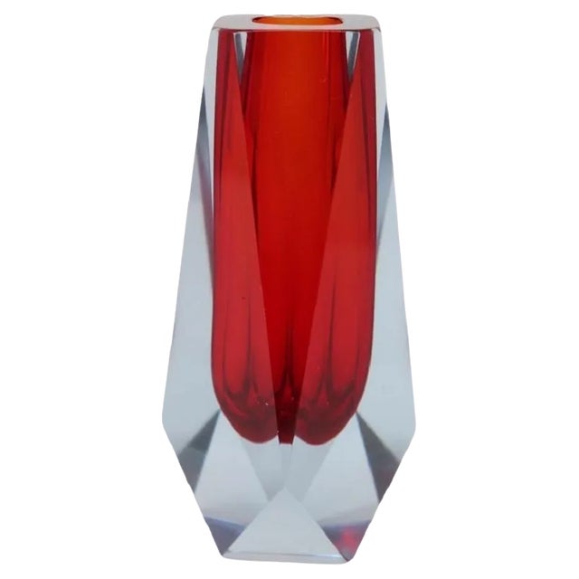 Art Glass Red Vase attributed to Flavio Poli for A. Mandruzzato, 1960s For Sale