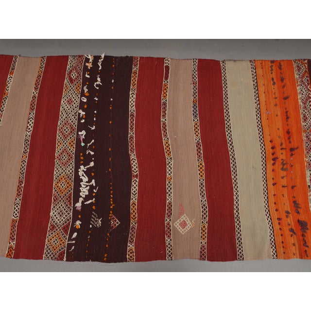 1970s Vintage Handmade Wool Cotton Red Runner Rug For Sale In San Francisco - Image 6 of 10