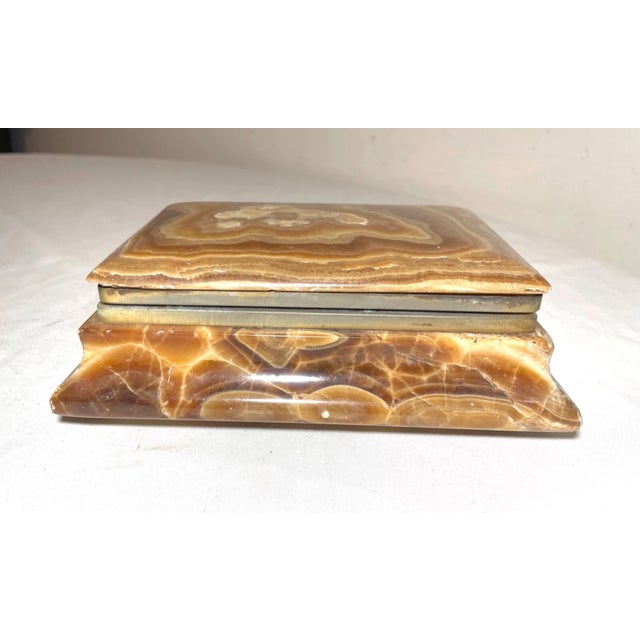 Stone Vintage Handmade Brown Hard Stone Brass Bronze Jewelry Dresser Box Casket Jar For Sale - Image 7 of 11