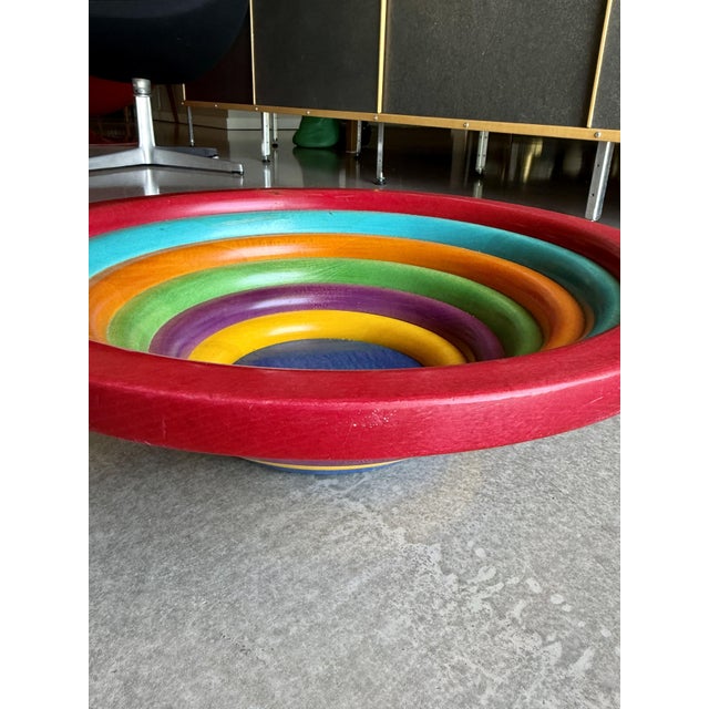 Postmodern Pietro Manzoni for Vietri Rainbow Wooden Centerpiece Bowl 1980s Memphis Era For Sale - Image 12 of 12