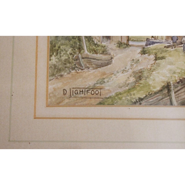Arts & Crafts Circa 1950s Fishing Boats Watercolor Scene by Dorothy Lightfoot For Sale - Image 3 of 5