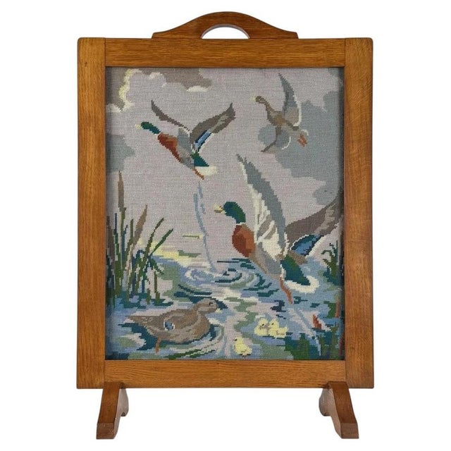 Antique Early 20th Century English Oak Tapestry Fire Screen For Sale - Image 11 of 11