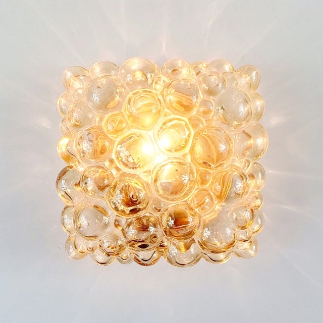 Metal Mid-Century Amber Bubble Glass Wall Light by Helena Tynell for Limburg, Germany, 1970s For Sale - Image 7 of 10