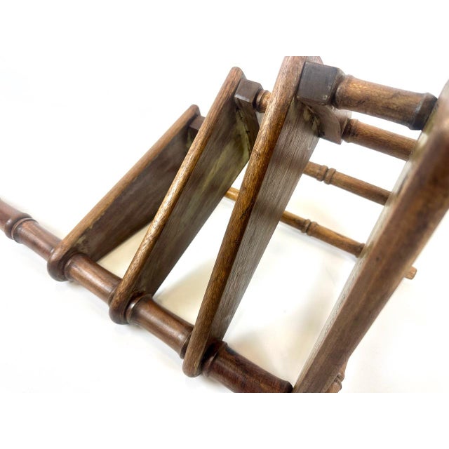 Brown Victorian Mahogany and Leather Library Staircase, 19th Century For Sale - Image 8 of 18