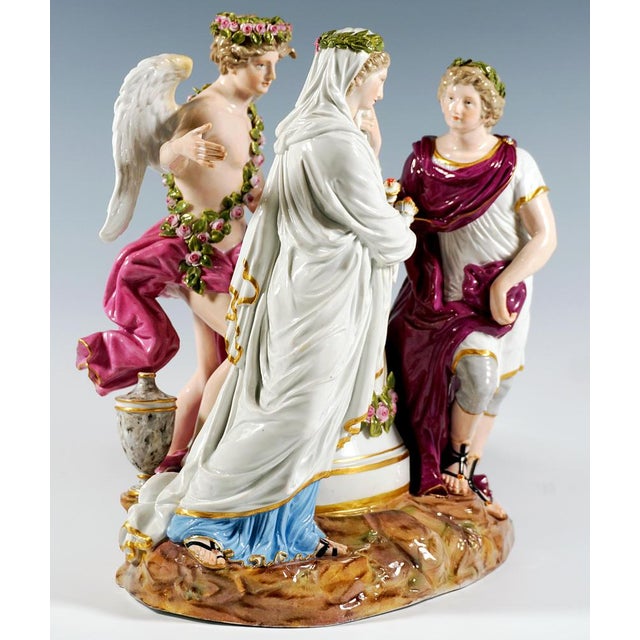 Ceramic Large Mythological Wedding Group by J. C. Schoenheit for Meissen, 1850s For Sale - Image 7 of 13