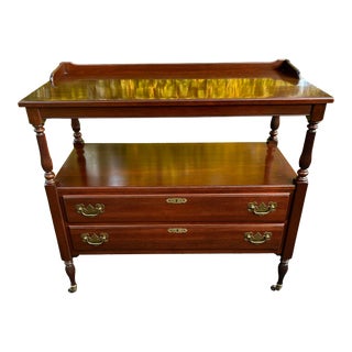 1980s Ethan Allen Georgian Court Sheraton Buffet Server on Brass Casters For Sale