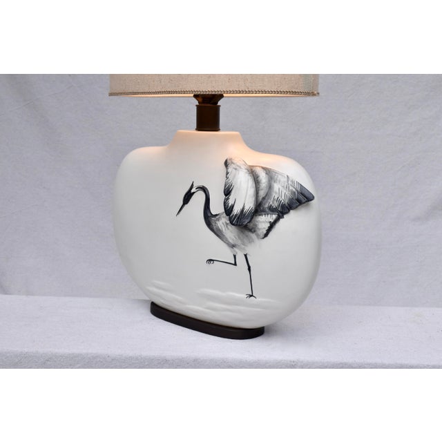 Vintage E. F. Chapman Table Lamps, Crane Design, Oval Form, 1980s For Sale In Philadelphia - Image 6 of 13