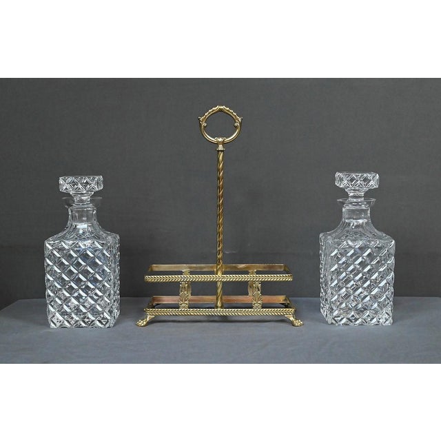 Bronze and Crystal Liquor Cabinet, Late 19th Century, Set of 3 For Sale - Image 9 of 18