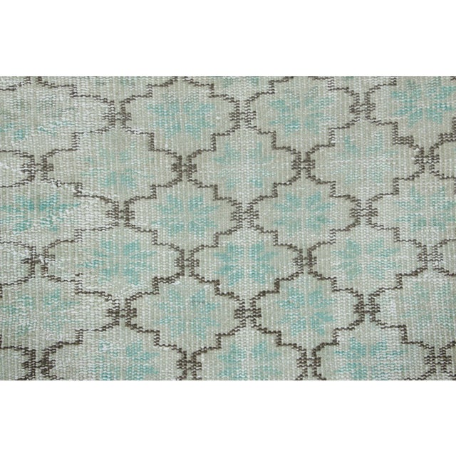Traditional Vintage Turkish Distressed Runner in Blue With Trellis Pattern - Rug & Kilim For Sale - Image 3 of 7
