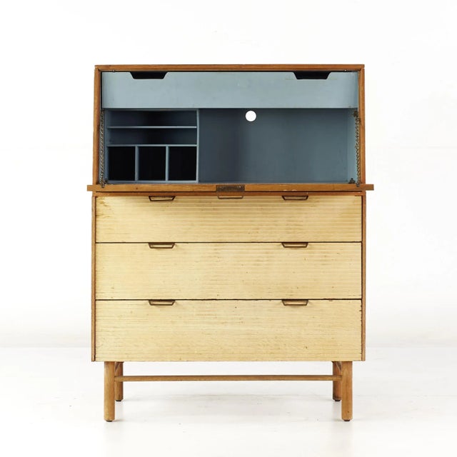 Wood Raymond Loewy for Mengel Mid Century Secretary Highboy Dresser For Sale - Image 7 of 12