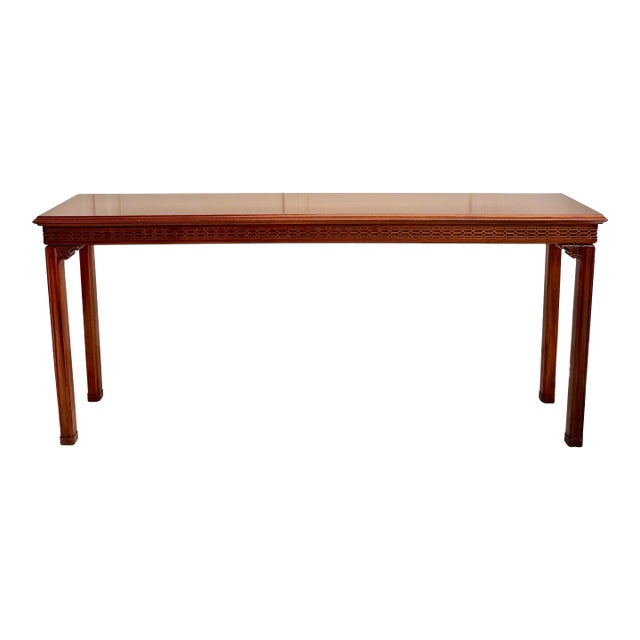 Mid-Century Chinese Chippendale Style Mahogany Console Table For Sale