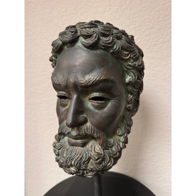 Late 20th Century Grand Tour Style Verdigris Patinated Head of Zeus For Sale - Image 5 of 5