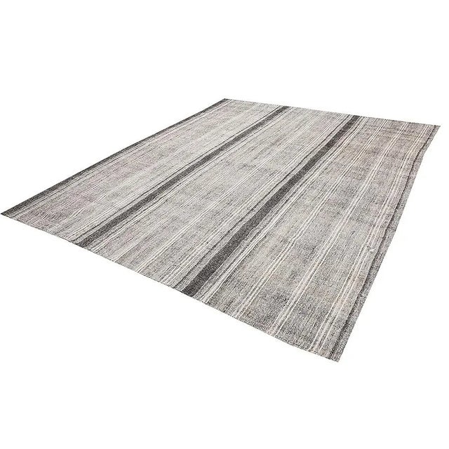 Mid-Century Modern Large Gray Vintage Kilim For Sale - Image 3 of 7