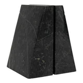 Vintage Angled Green Marble Bookends - a Pair For Sale